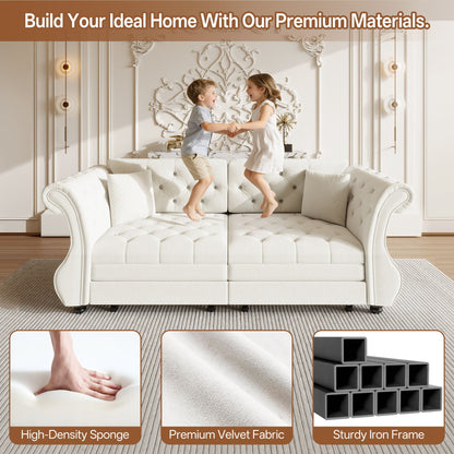 Oversized Chesterfield Pull Out Sofa Bed, Roll Arm Couch