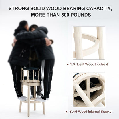 Wooden Bar Stool with Swivel and Full Back - White or Blue