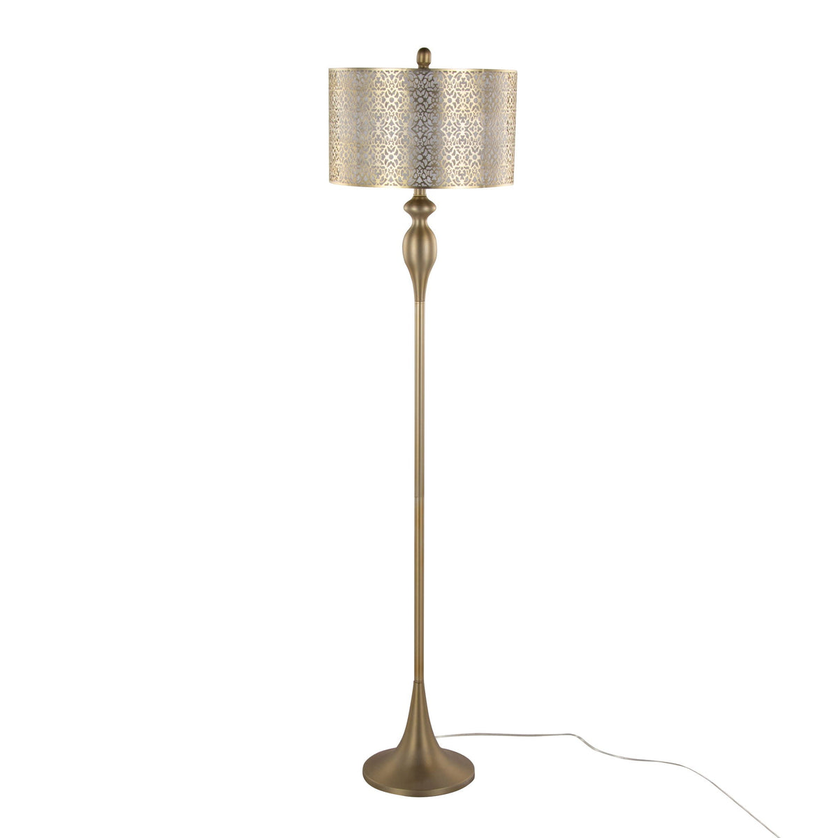 Ashland Contemporary Floor Lamp with Laser Cut Detail - Gold