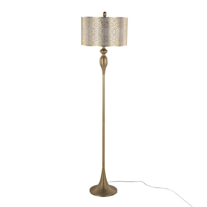 Ashland Contemporary Floor Lamp with Laser Cut Detail - Gold
