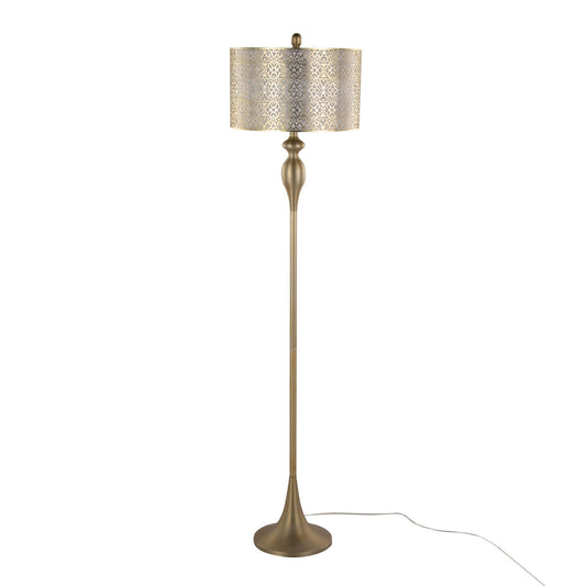 Ashland Contemporary Floor Lamp with Laser Cut Detail - Gold