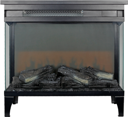 24 Inch Three Sided Glass Electric Fireplace with Feet