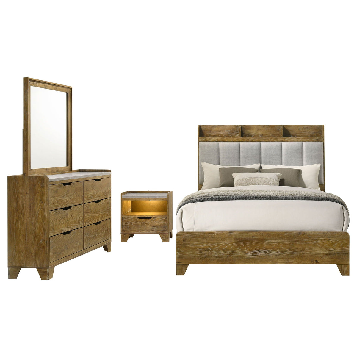 Henderson 4-piece Queen Bedroom Set Medium Oak