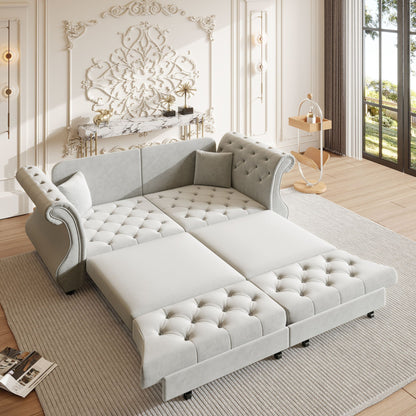 Oversized Chesterfield Pull Out Sofa Bed, Roll Arm Couch