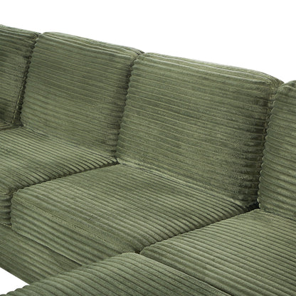 Upholstered U-Shaped Sectional Sofa with Movable Ottoman and Storage Pockets - Multiple Colors