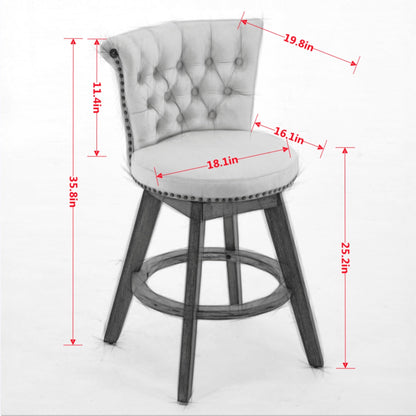 26" Counter Height Bar Stools with 360° Swivel - Gray