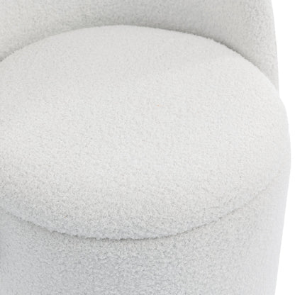 Upholstered Barrel Chair with Storage | 360° Swivel Vanity & Dining Seat, Free Cat Bed Included
