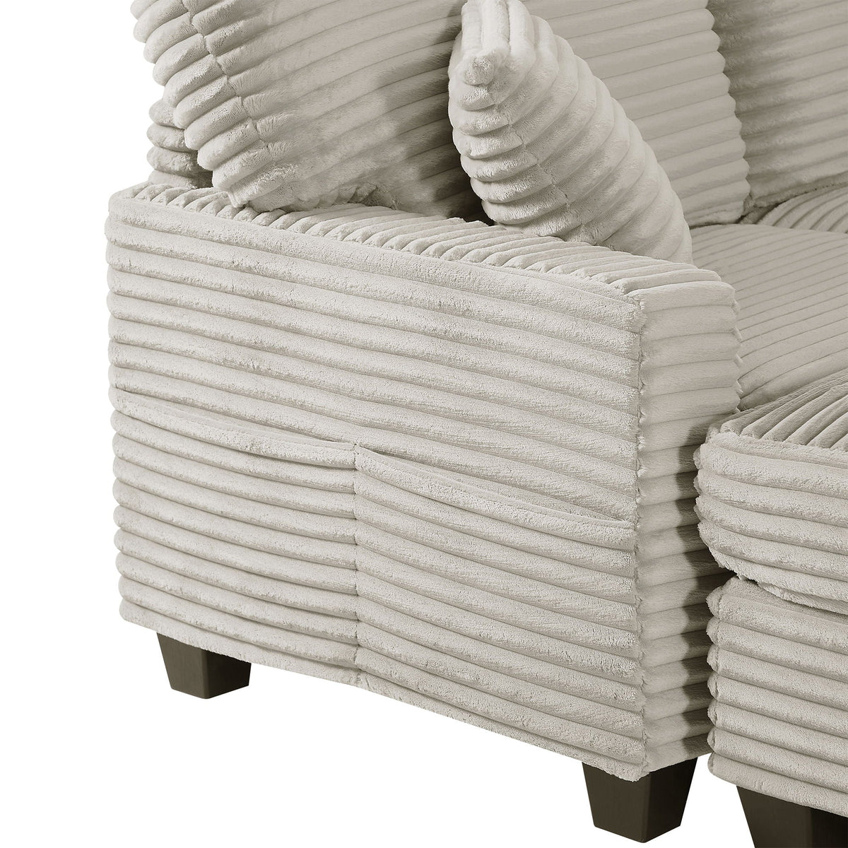 Upholstered U-Shaped Sectional Sofa with Movable Ottoman and Storage Pockets - Multiple Colors