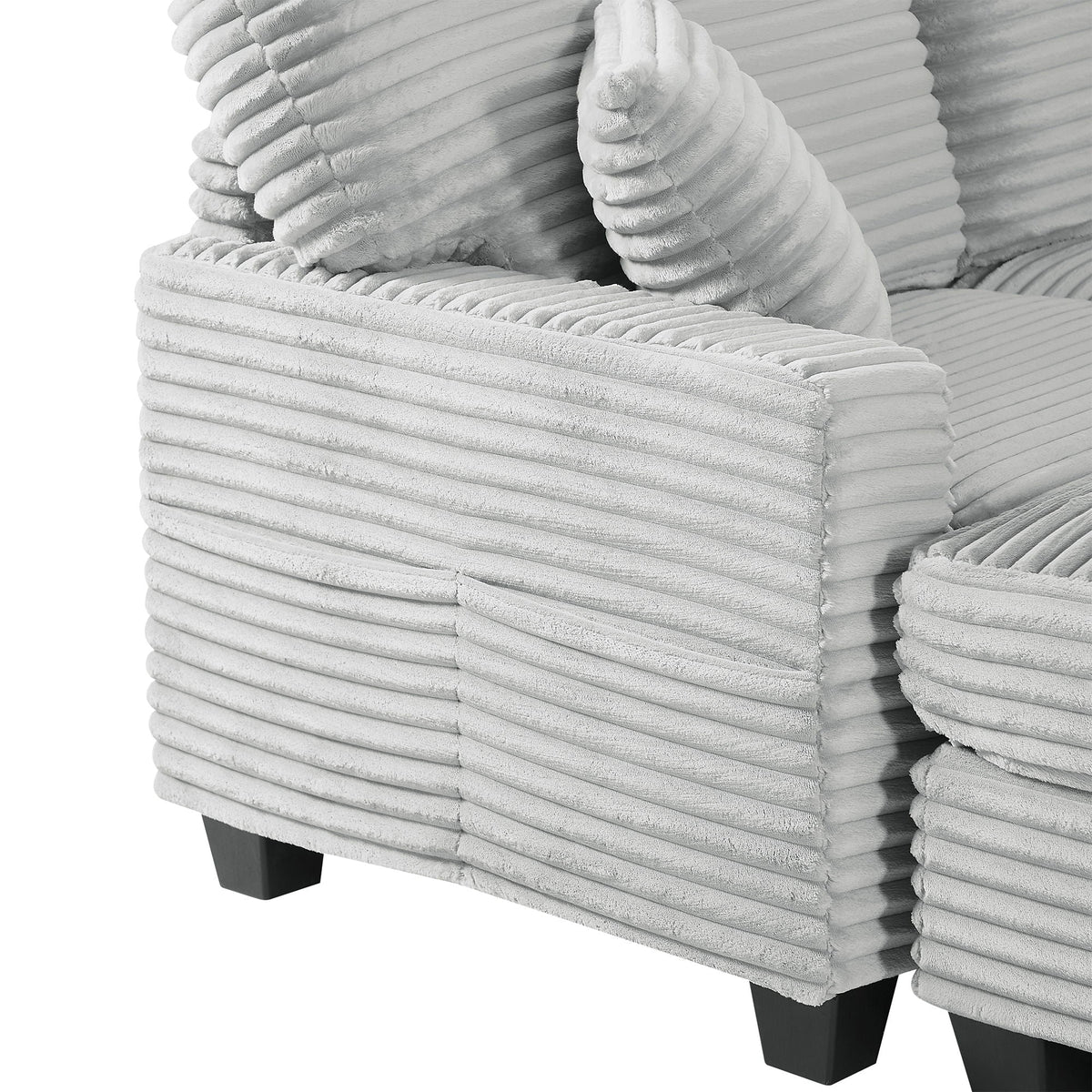 Upholstered U-Shaped Sectional Sofa with Movable Ottoman and Storage Pockets - Multiple Colors