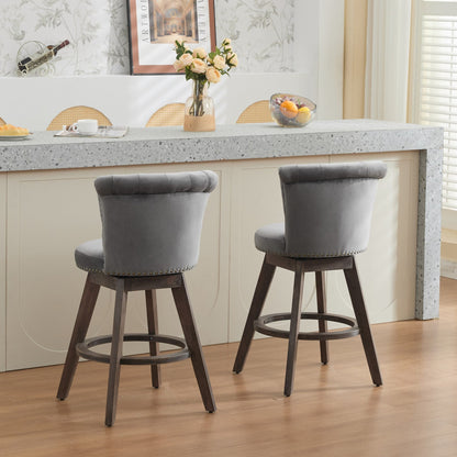 26" Counter Height Bar Stools with 360° Swivel - Gray