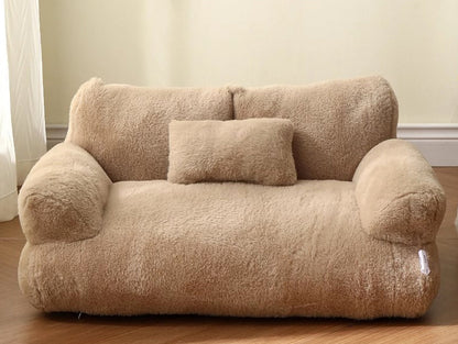 Luxury Plush Pet Sofa Bed with Pillow — 3 Colors, 4 Sizes