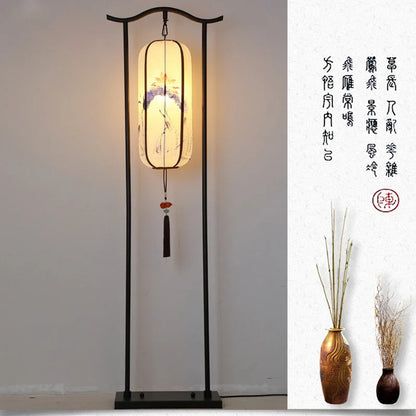 Chinese Classical Lantern Floor Lamps Fabric Standing Lights Living Room Bedroom Bedside Lighting Fixtures Luminaire Home Decor