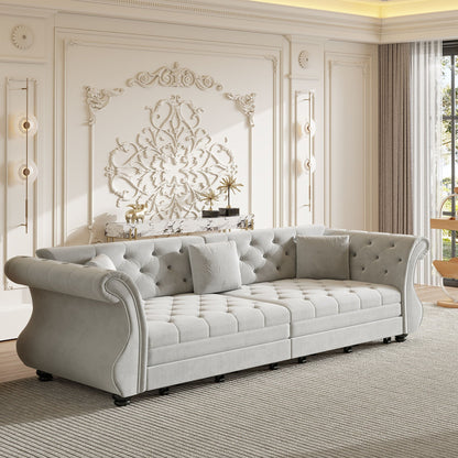 Oversized Chesterfield Pull Out Sofa Bed, Roll Arm Couch