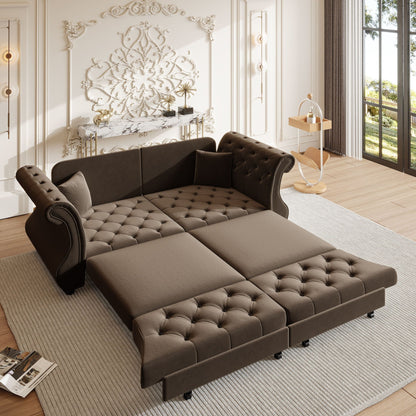 Oversized Chesterfield Pull Out Sofa Bed, Roll Arm Couch
