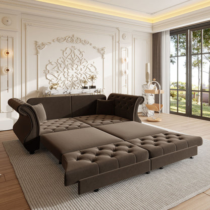 Oversized Chesterfield Pull Out Sofa Bed, Roll Arm Couch