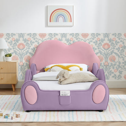 Twin Size Cute Cloud Shape PU Leather Kids Bed