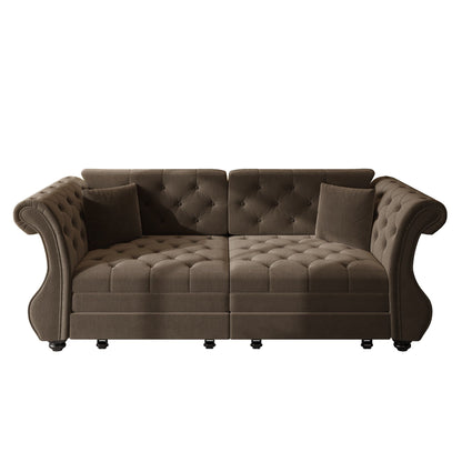 Oversized Chesterfield Pull Out Sofa Bed, Roll Arm Couch