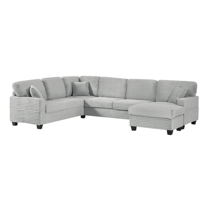 Upholstered U-Shaped Sectional Sofa with Movable Ottoman and Storage Pockets - Multiple Colors
