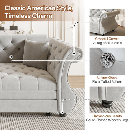 Oversized Chesterfield Pull Out Sofa Bed, Roll Arm Couch