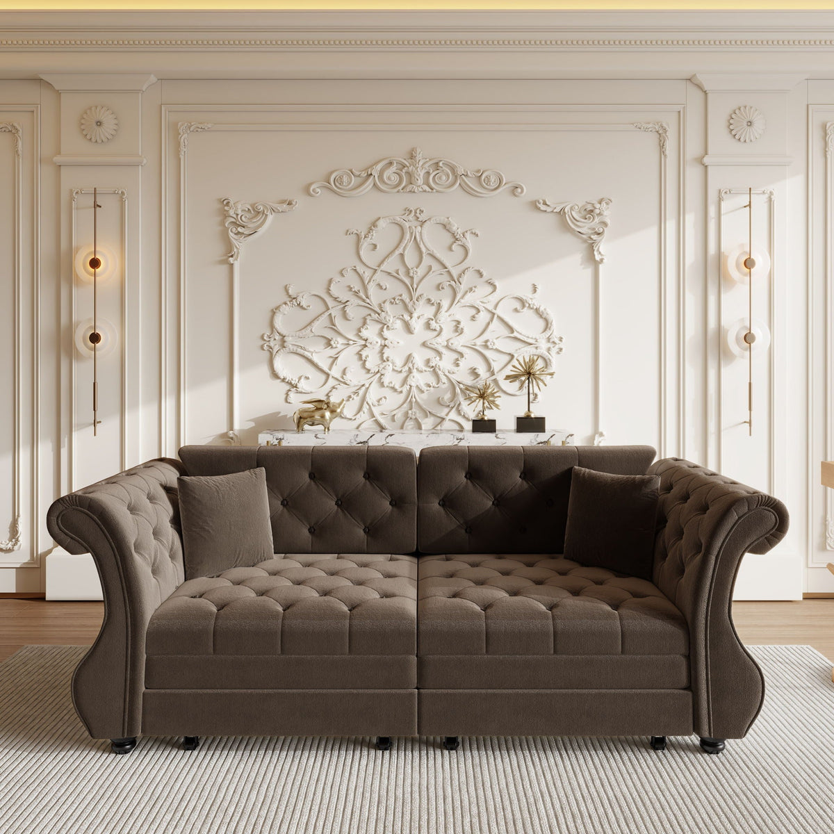 Oversized Chesterfield Pull Out Sofa Bed, Roll Arm Couch