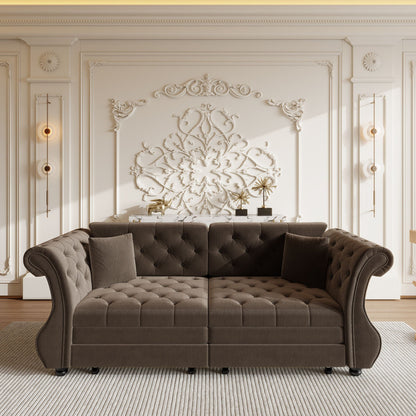 Oversized Chesterfield Pull Out Sofa Bed, Roll Arm Couch