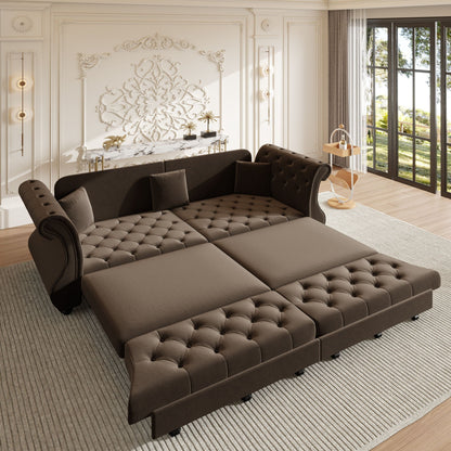 Oversized Chesterfield Pull Out Sofa Bed, Roll Arm Couch