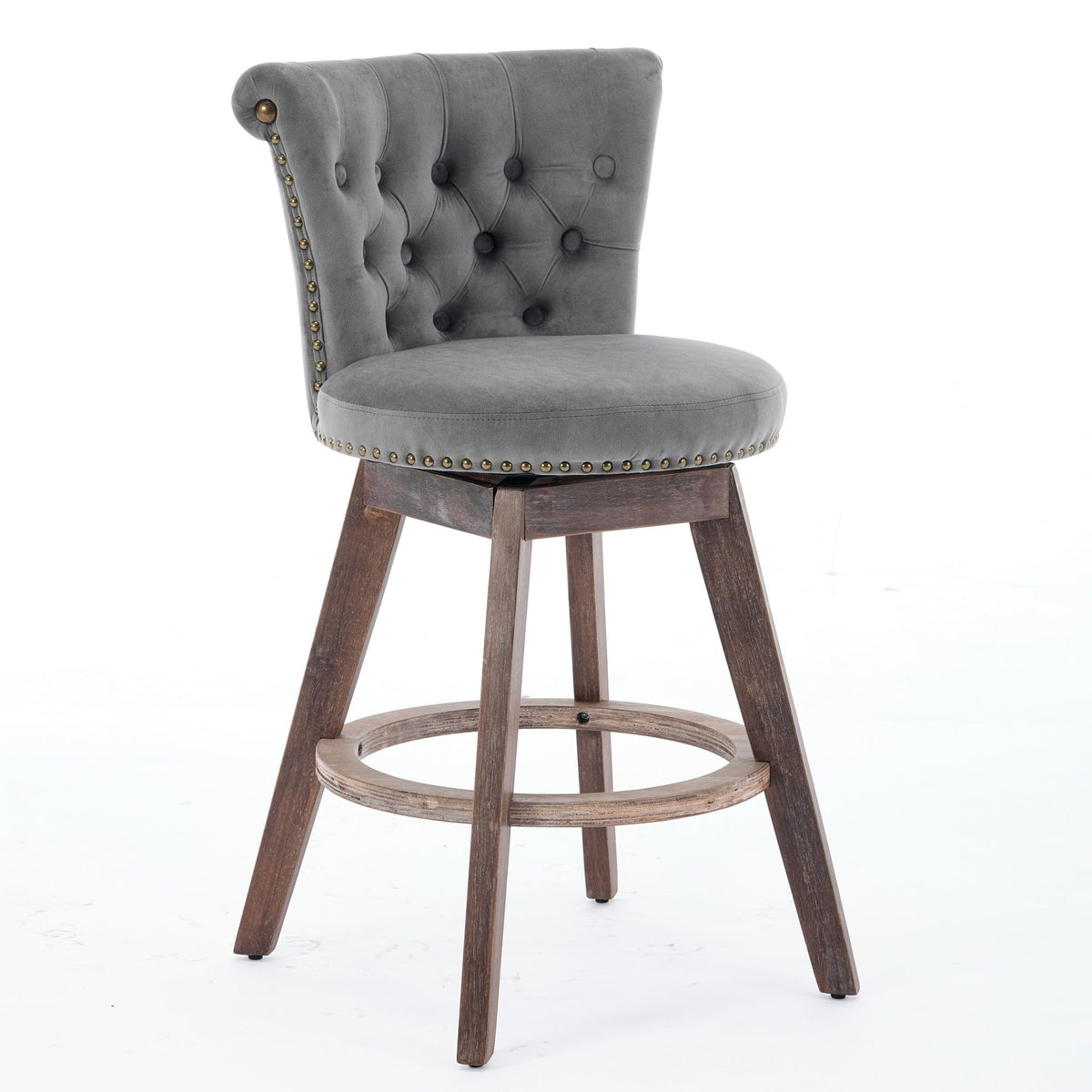 26" Counter Height Bar Stools with 360° Swivel - Gray