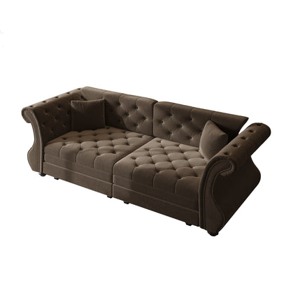 Oversized Chesterfield Pull Out Sofa Bed, Roll Arm Couch