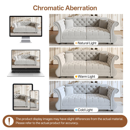 Oversized Chesterfield Pull Out Sofa Bed, Roll Arm Couch
