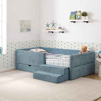 Safe Kids Bed with Guardrails and Storage - Twin, Multiple Colors