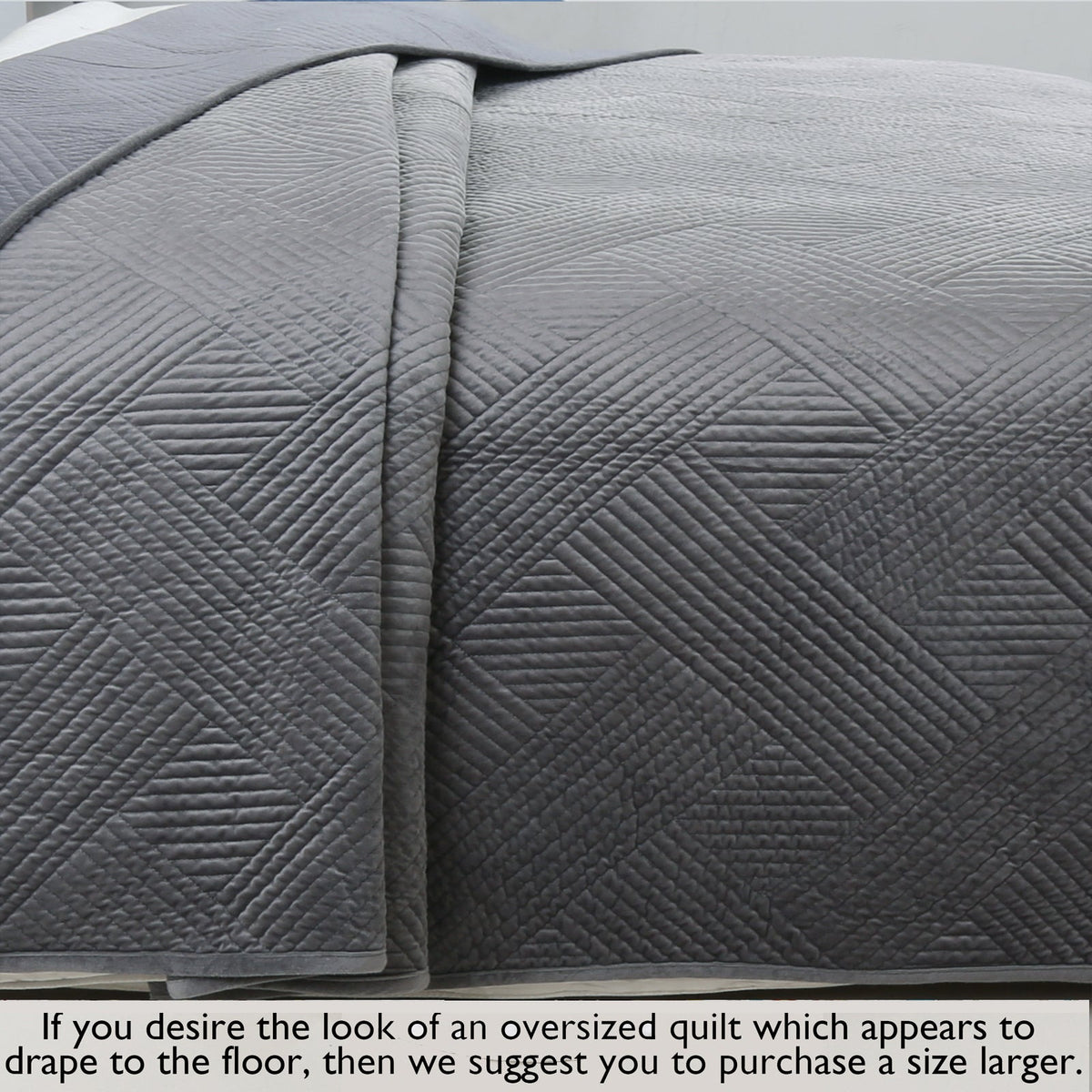 Soft Velvet Basket Weave Stripe Solid Blue or Grey 3-Piece Reversible Quilt Bedding Set