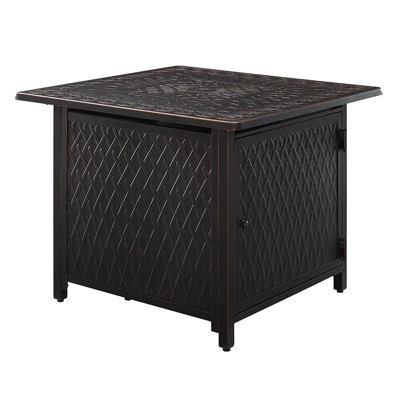Cartney 32" Square Woven Aluminum Convertible Gas Fire Pit Table