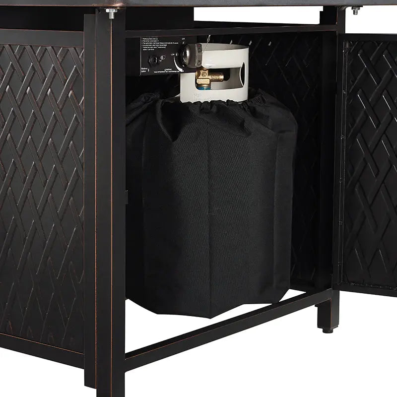 Cartney 32" Square Woven Aluminum Convertible Gas Fire Pit Table