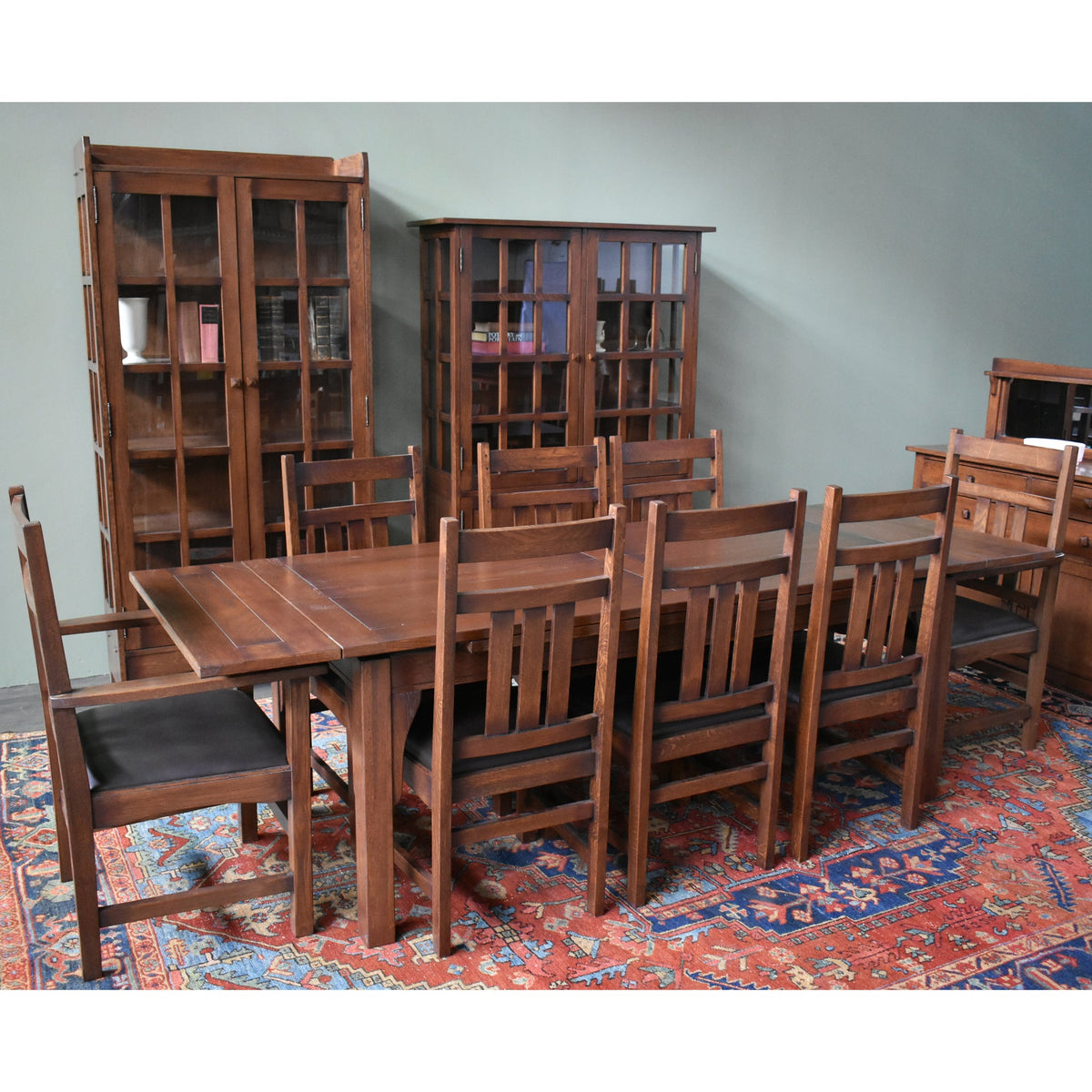Mission Stow Leaf Table with #401 Chair Dining Set - Dark Oak