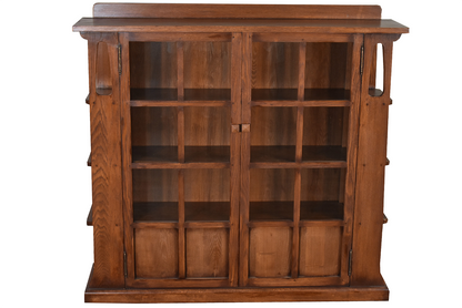Mission Double Door Bookcase with Side Shelves - Walnut (W1)