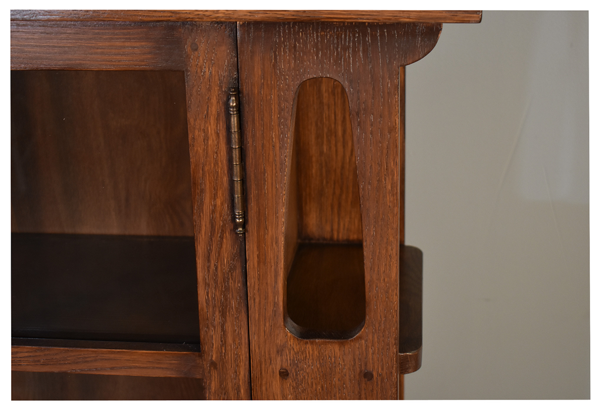 Mission Double Door Bookcase with Side Shelves - Walnut (W1)