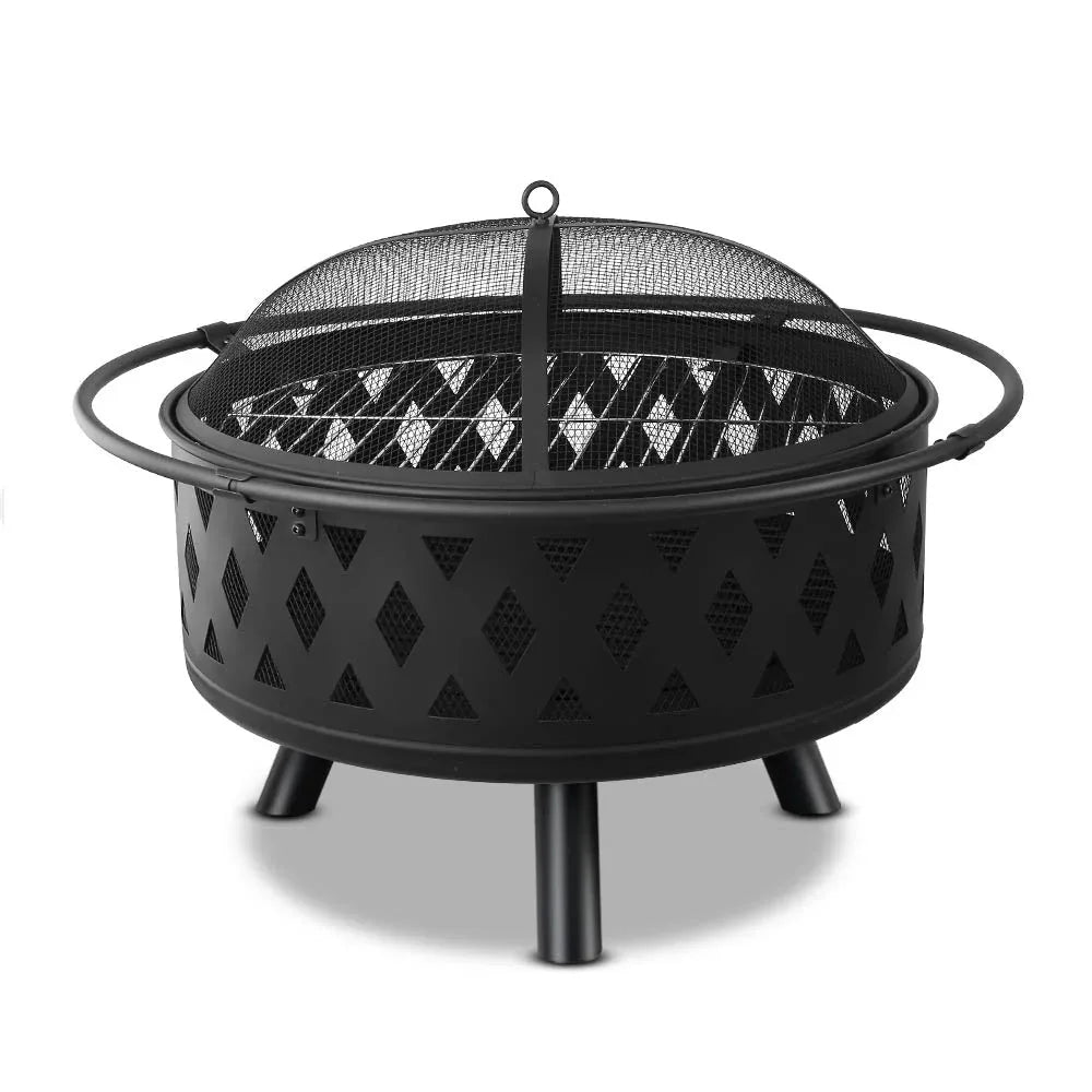 Fire Pit BBQ Charcoal Grill Ring Portable Outdoor Kitchen Fireplace