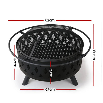 Fire Pit BBQ Charcoal Grill Ring Portable Outdoor Kitchen Fireplace