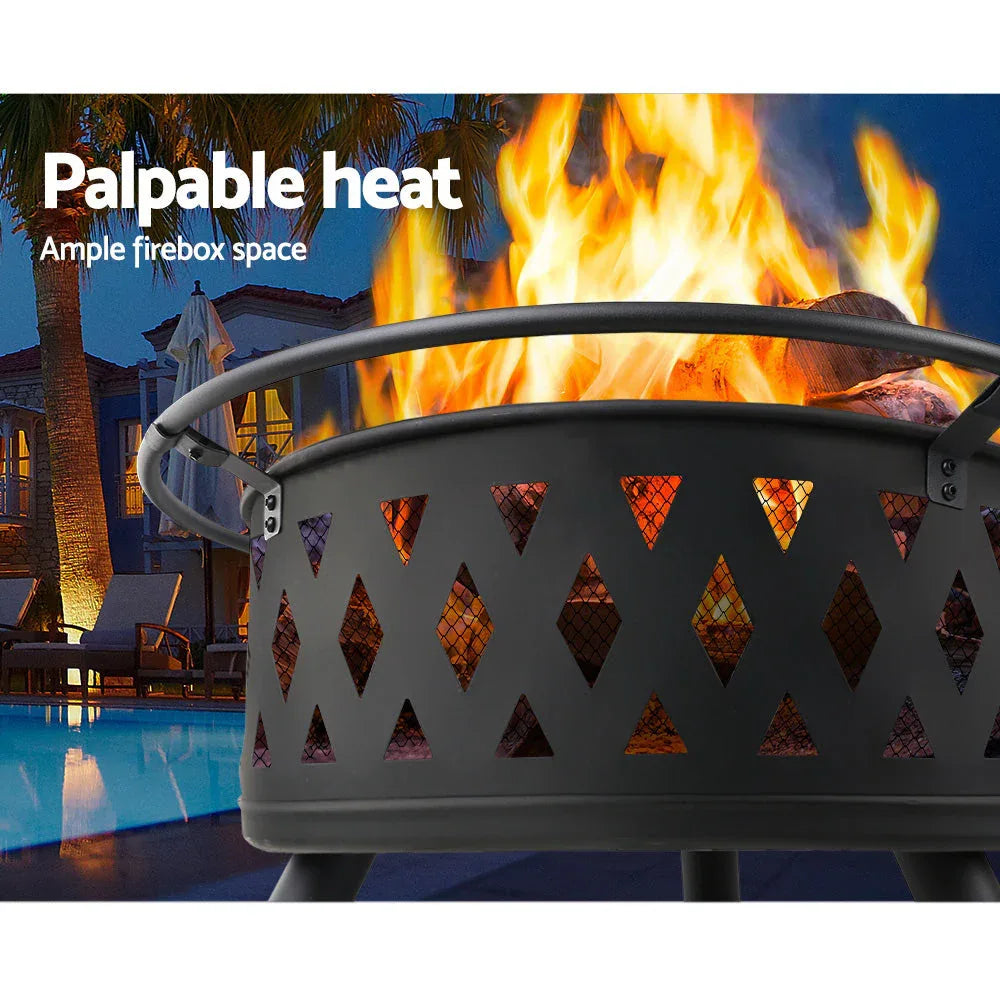 Fire Pit BBQ Charcoal Grill Ring Portable Outdoor Kitchen Fireplace
