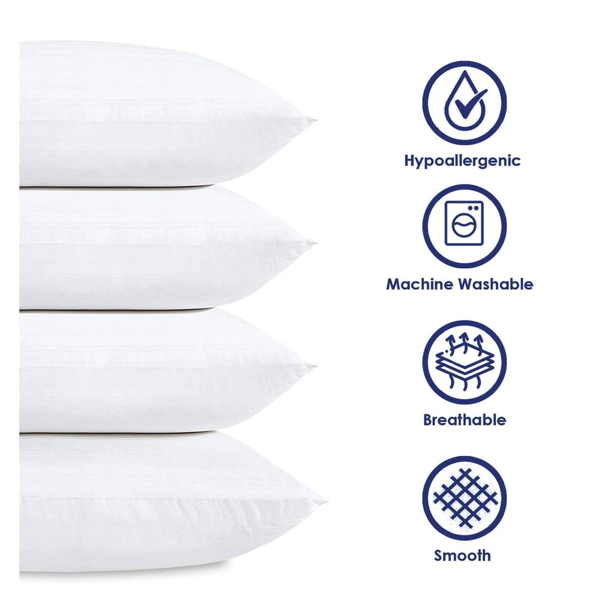 Set of 4 - King size Down Alternative Pillows - Machine Washable