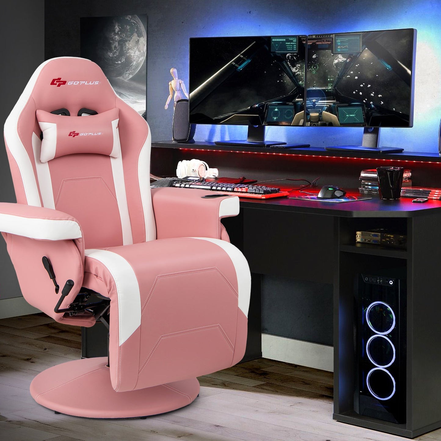 Massage Video Gaming Recliner Chair with Adjustable Height