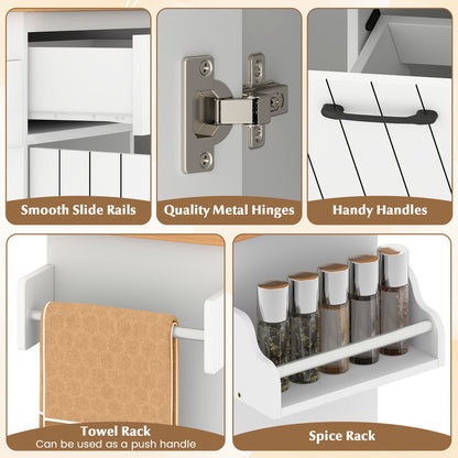 Mobile Kitchen Island Table with Trash Bag Storage for Dining Room