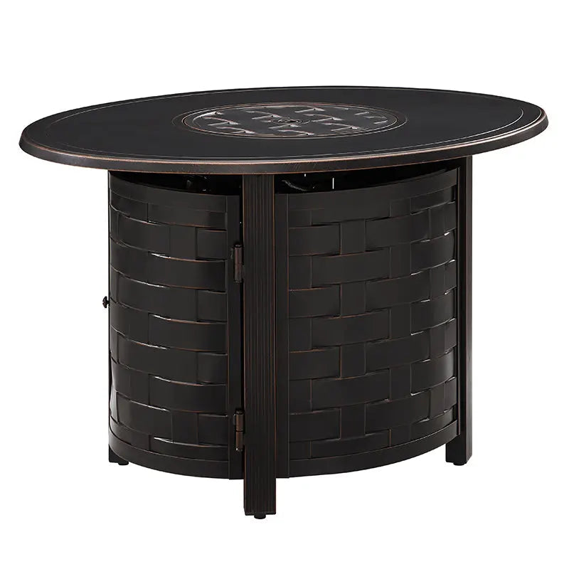 Nelson 40" Oval Basketweave Aluminum Convertible Gas Fire Pit Table