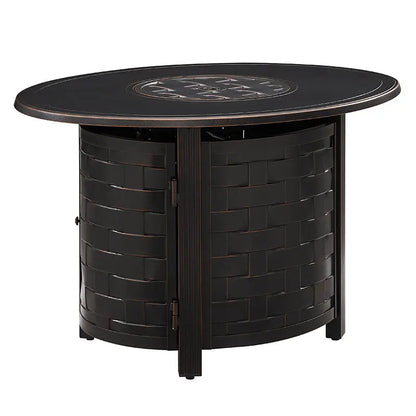 Nelson 40" Oval Basketweave Aluminum Convertible Gas Fire Pit Table