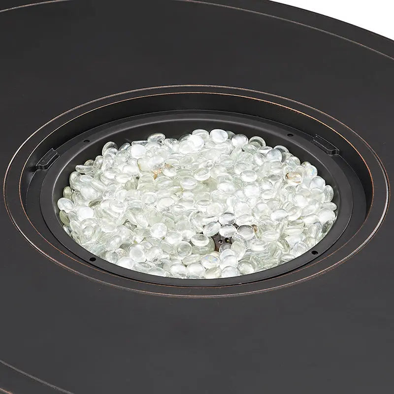 Nelson 40" Oval Basketweave Aluminum Convertible Gas Fire Pit Table