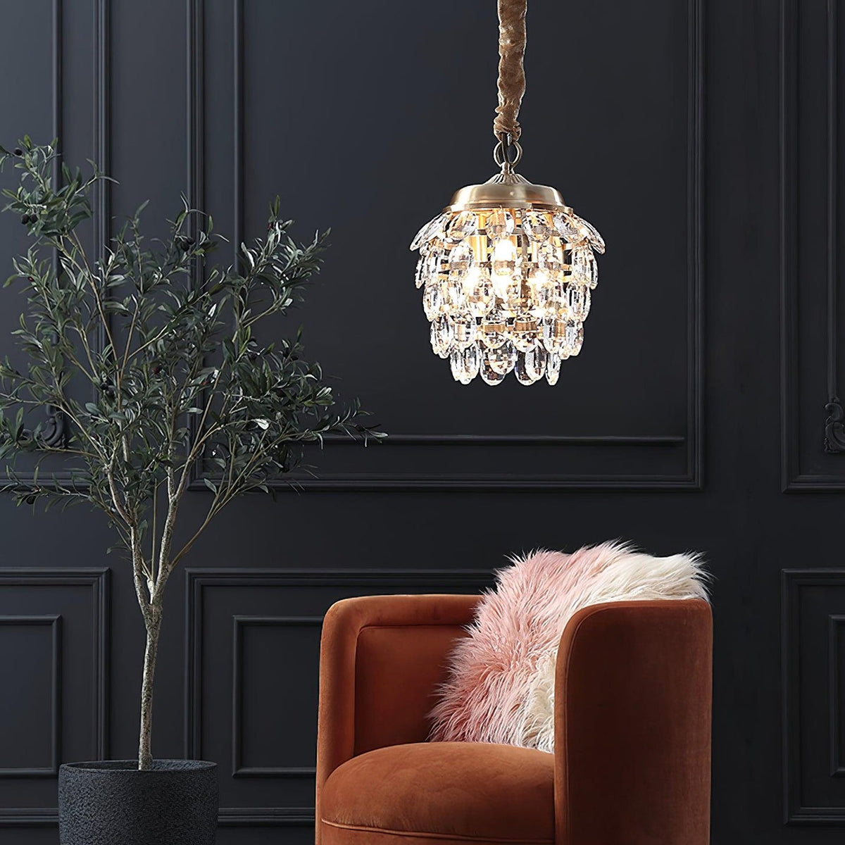 Pine Cone Crystal Pendant Light