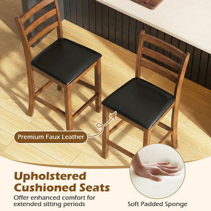 Rubber Wood Ladder Back Bar Stools Set of 2 24inch Counter Height Kitchen Island High Chairs