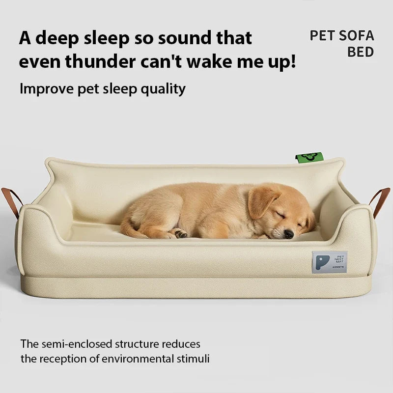 Orthopedic Leather Dog Bed Sofa – Detachable Rectangle Pet Bed with Non-Slip Bottom, Waterproof and Machine Washable for Ultima