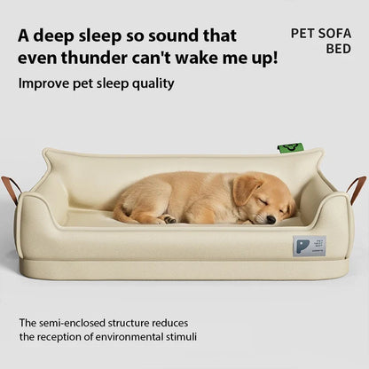 Orthopedic Leather Dog Bed Sofa – Detachable Rectangle Pet Bed with Non-Slip Bottom, Waterproof and Machine Washable for Ultima
