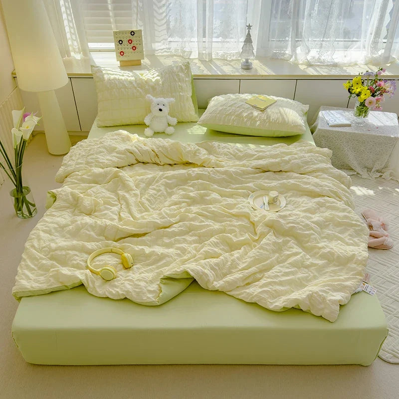 Cool Seersucker Summer Quilt Duvet Cover Set